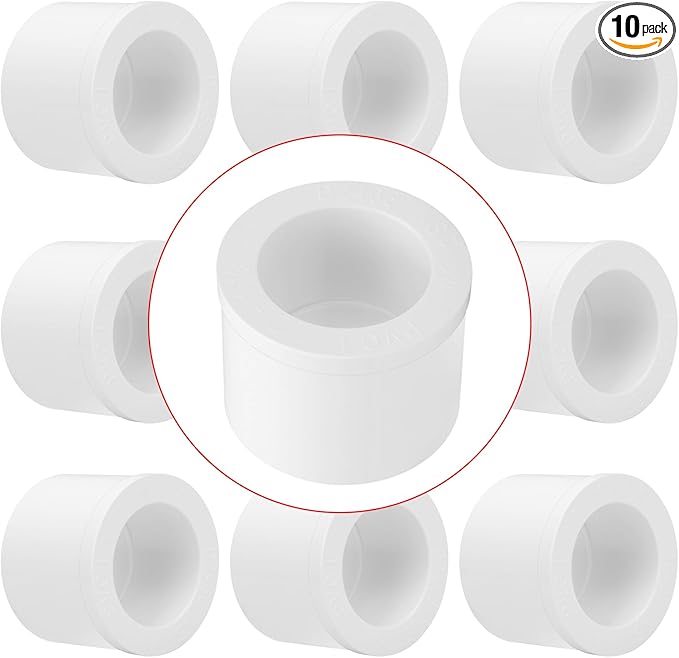 10Pack 1-1/2"x 1" PVC DWV Reducing Bush Adapter Pipe Fitting SCH40 PVC Reducer Bushing (Socket x Socket) PVC Pipe Reducing Bushing Fitting for Home Sewer Plumbing
