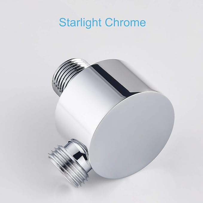 Chrome Wall Supply Elbow, Brass Round Wall Mount Shower Hose Connector 1/2″ Drop Ell Union Water Outlet for Handheld Hand Shower