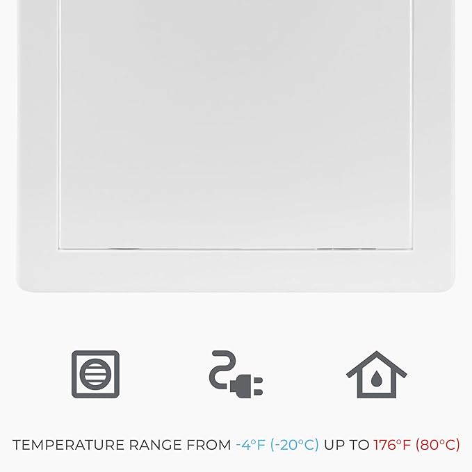 8x0 Inch White Access Panel – ABS Plastic Rectangular Wall & Ceiling Access Door for Plumbing Electrical HVAC – Easy Install Indoor Panel for Drywall Home Improvement and Maintenance