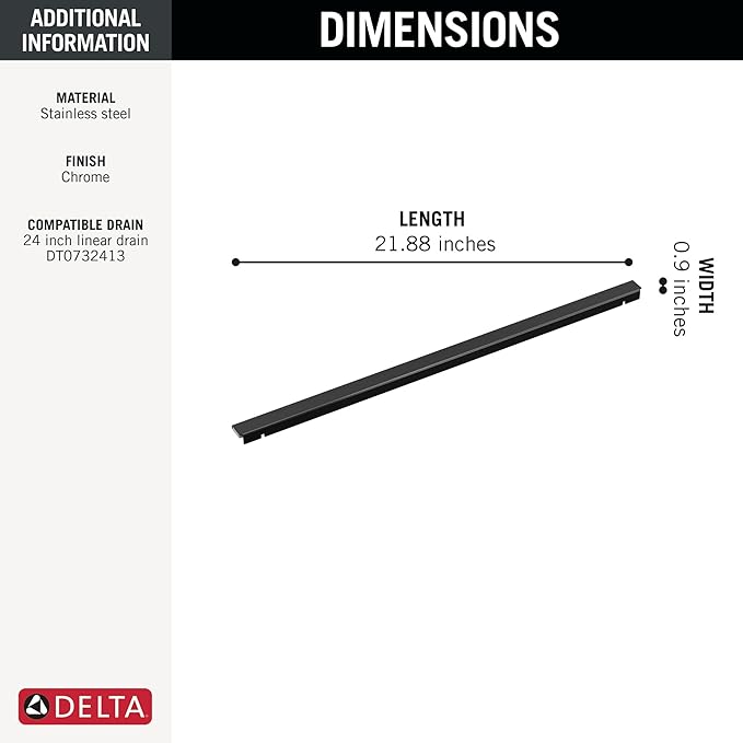 Delta Faucet 24" Linear Shower Drain Wall Edge in Matte Black