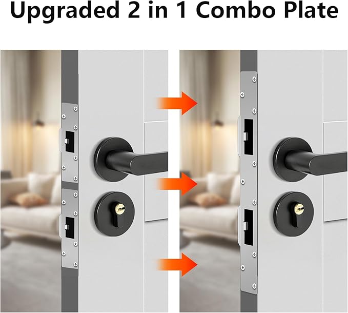 Double Holes Latch Reinforcement Plate Heavy Duty Security Latch Plate Security Striker Plates for Exterior Interior Door Deadbolt Fix Door Frame for 4.5 inch Hole Center (Silver-2Pcs)