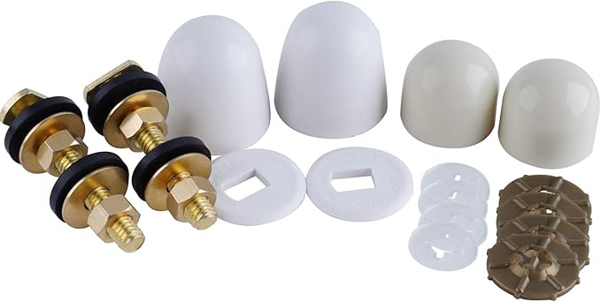 Hibbent Toilet Floor Bolts and Caps Set, Solid Brass Universal Toilet Bowl to Floor Bolts, with 4 Caps with Nuts/Washers, Heavy Duty Closet Bolt Set