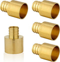 (5-Pack) PEX Fittings, Pex 3/4"x1" Female Sweat Copper Adapter, Brass Crimp Fittings, for PEX Tubing Pipe Plumbing, ASTM F1807(PEX1807135)