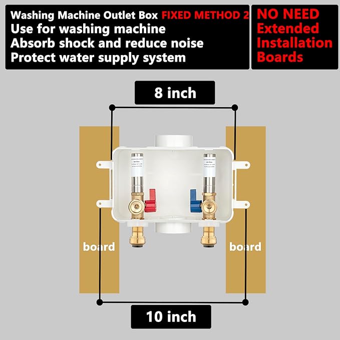 (1 Pack) Lidertik Washing Machine Outlet Box Push to Connect with Hammer Arrestors and Center Drain, Inlet 1/2 inch Push to Connect x Outlet 3/4 inch Male Thread, Absorb Shock And Reduce Noise 651-LK