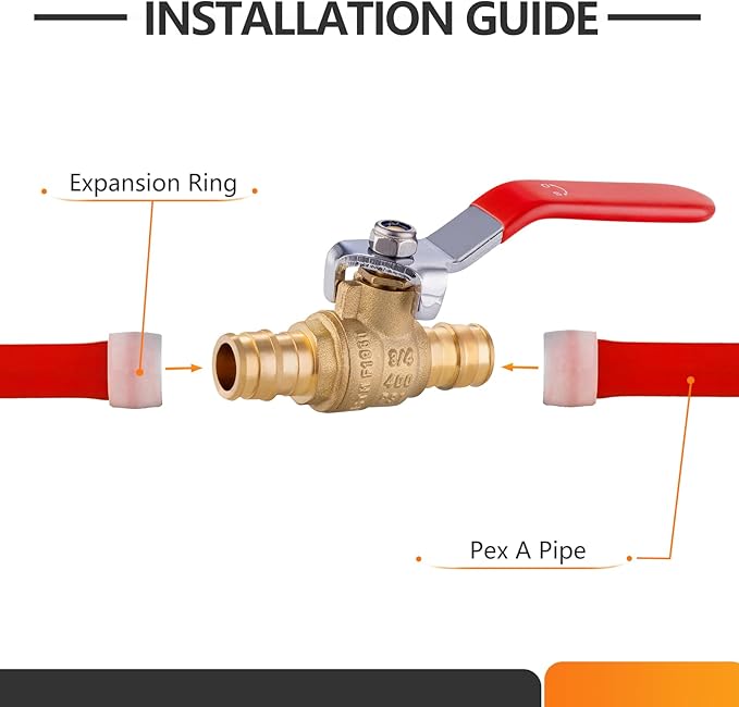 10 PCs HeSun 3/4 Inch PEX A Expansion Ball Valve,Brass Shut Off Valve for Hot and Cold Water, Fit PEX A Expansion Pipe, ASTM F1960,Red&Blue(VALVE238-10)