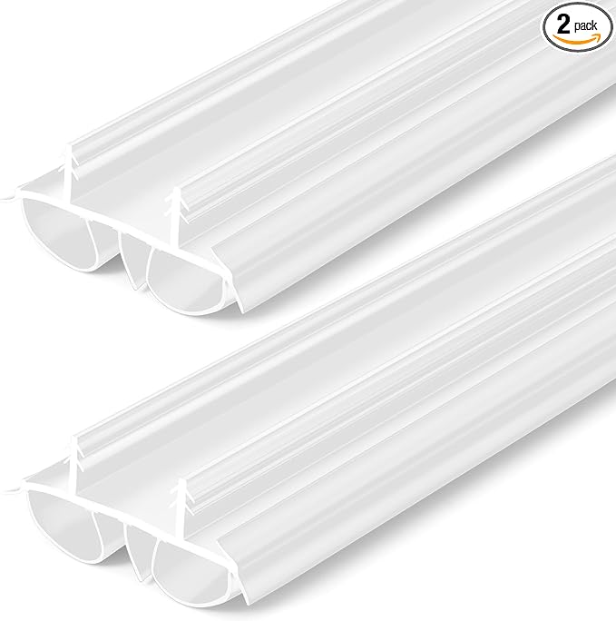 2 Pcs 36" Double Bubble Kerf Door Sweep 1-3/4" Wide Vinyl Weatherstrip Seal for Exterior Doors, Energy Efficient Draft Stopper, Easy Slide in Installation, Blocks Dust/insects/noise (White)