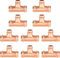 10-Pack GUOFIS Copper Press Tee,1" x 1" x 3/4" Tee Fittings for Copper Tube Connection with Stop(PRESS010-10Pack)