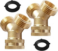 Joywayus 2PCS Brass 3/4" GHT Garden Hose Splitter Body Backyard 2 Way Y Shaped Swivel Connector Threaded Pipe Fitting Coupler Adapter with Washer