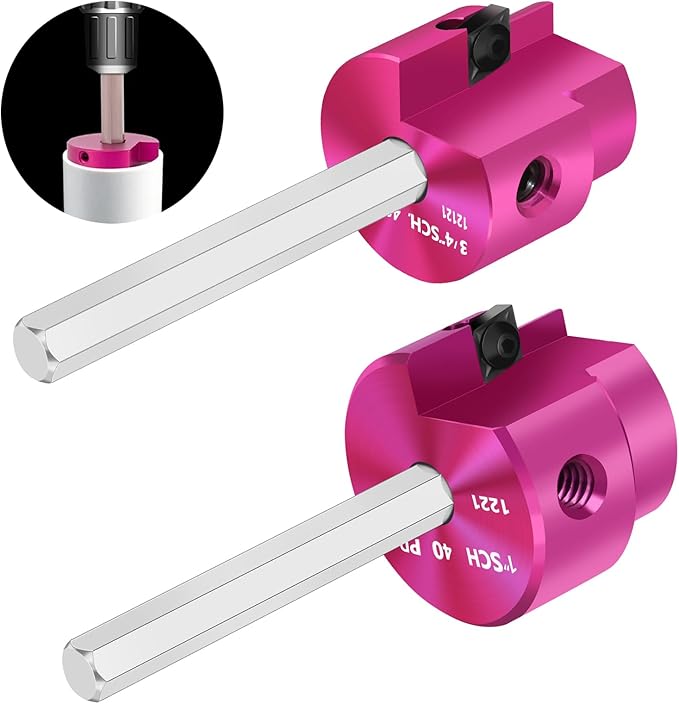 PVC Pipe Reamer 3/4 Inch & 1 Inch Head, PVC Fitting Saver with 1/4-Inch Hex Shaft,ABS Socket Saver Plastic Pipe Fitting Reamer for Plumbing Sch.40 CPVC ABS Socket Hub,Fit Standard 1/2" Drills