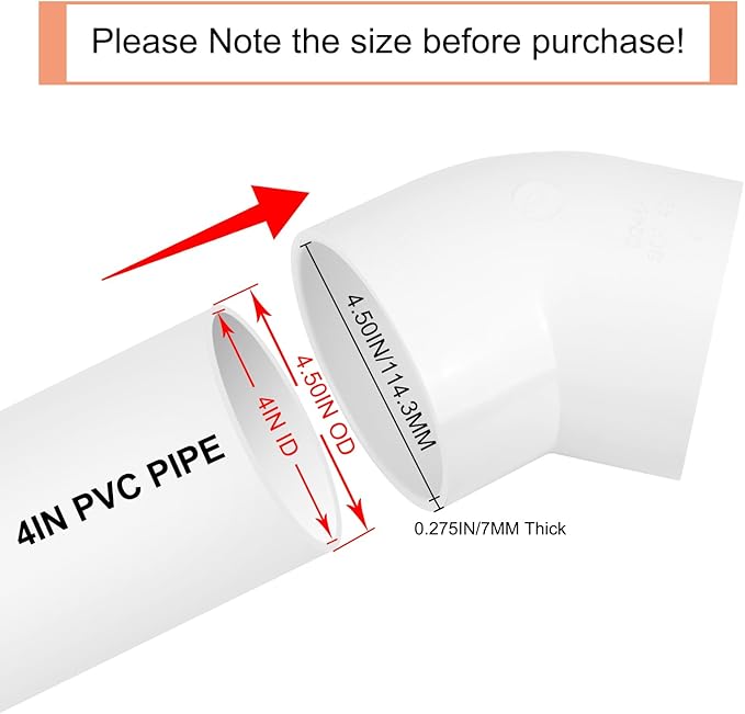 4" 45 Degree PVC Elbow Pipe Fitting Connector (Socket x Socket) Furniture Build Grade SCH40 4 Inch 45 Degree Elbow PVC Corner Adapter for Home Sewer Plumbing Water Line