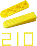 Tile Leveling System Wedges 210 pcs Reusable Tile Leveler Wedges for 1/8" 1/16" 1/32" Spacers and Tile Leveling Clips Tile Leveler Tools for Wall Floor Tile Stone Installation Yellow