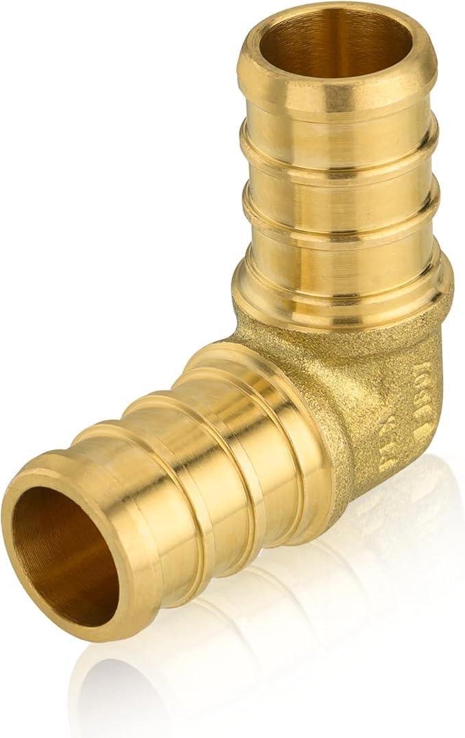 100-Pack HeSun PEX Fittings, 3/4"x3/4" Pex Elbow, Brass Crimp Fitting for Pex Pipes, ASTM F1807(PEX1807057-100)