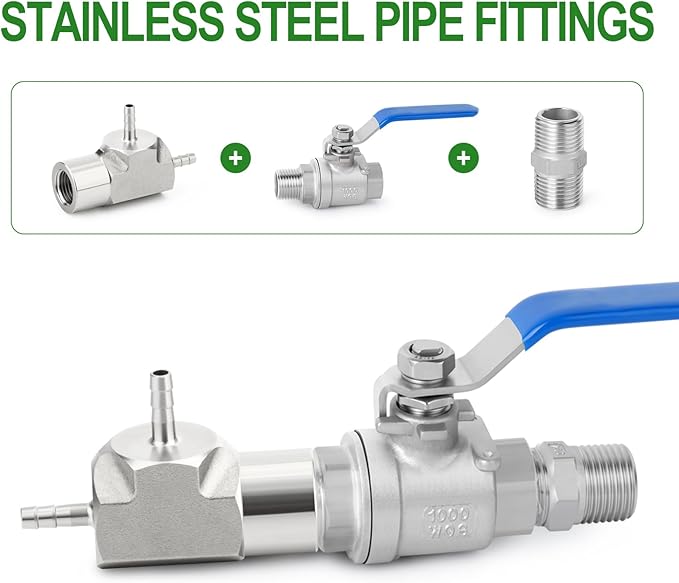 TAISHER 2PCS Forging of 304 Stainless Steel 3 Way Tee Hose Barb Fitting, 1/8" Hose Barb x 1/8" Hose Barb x 1/8" NPT Female for Fuel/Air/Lquid/Gas with 4PCS Hose Clamp