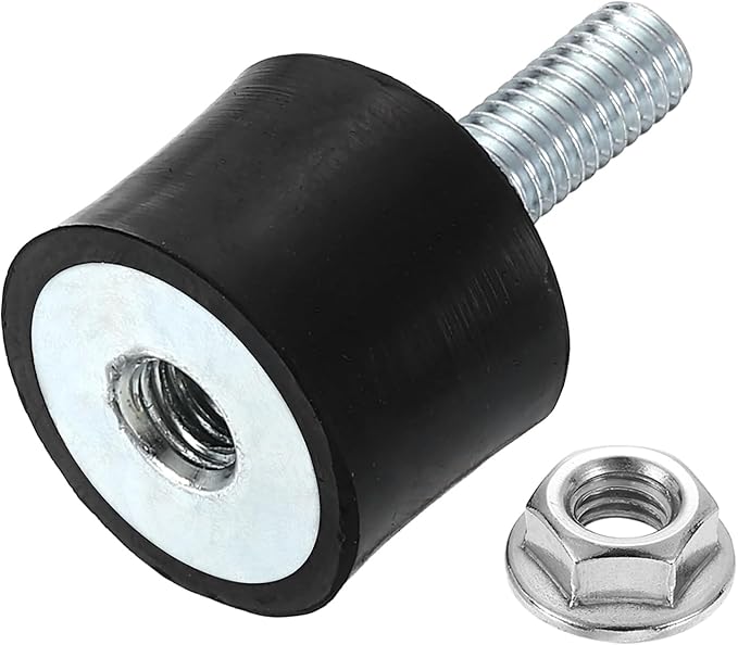 uxcell M6 Rubber Mounts, 1Pcs 20x15mm(DxH) Rubber Cylindrical Anti Vibration Isolator Shock Absorber with Lock Nut for Car Bobbin Generator Air Compressors