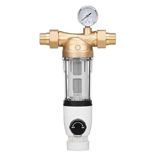 Airthereal Spin Down Water Sediment Filter, Pre-Filtration System for Whole Home, Water Filter for City and Well Water, 40 Micron Reusable Sediment Backwash Filter with 1" MNPT + 3/4" FNPT Connector