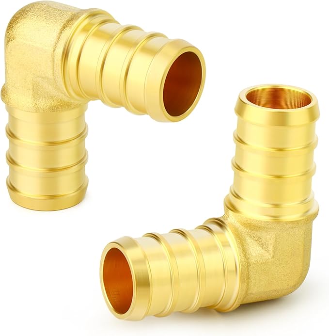 GASHER 2Pcs No Lead Brass 1/2" Pex Elbow Fittings, 1/2 Inch Pex Fittings for Pex Tubing