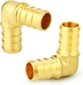GASHER 2Pcs No Lead Brass 1/2" Pex Elbow Fittings, 1/2 Inch Pex Fittings for Pex Tubing