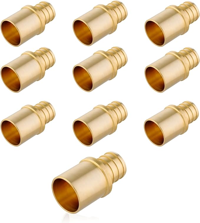 (Pack of 10) EFIELD Barb Crimp Pex 1/2" x 1/2" Male Sweat Copper Adapter (Inside Copper Tube) Brass Fitting,(PEX1807116)