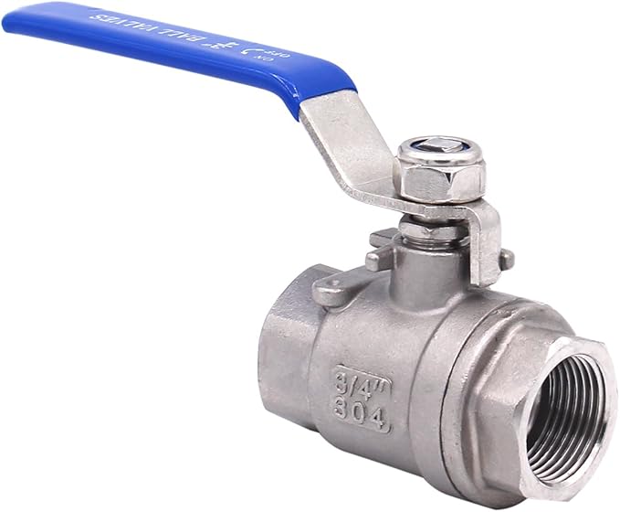 DERNORD Ball Valve Stainless Steel 304 3/4" NPT Heavy Duty for Water, Oil, and Gas with Blue Locking Handles (Pack of 2)