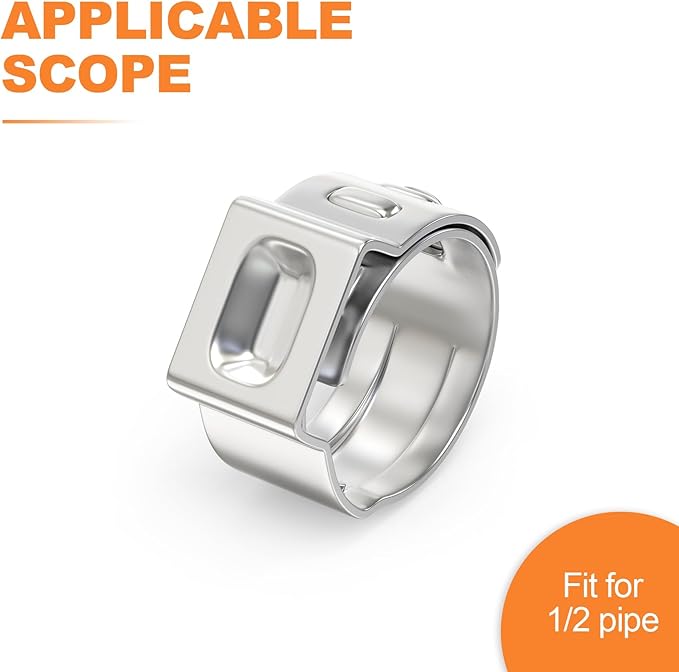 GASHER 140Pack 1/2 Inch Pex Cinch Clamp Rings, Stainless Steel PEX Crimp Ring Pex Clamp Tool for PEX Tubing Pipe Fitting Connections