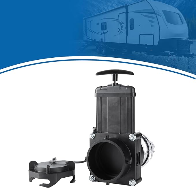 Twist-On Waste Valve RV Gate Valve with Built-in Clear Adapter Compatible with Most Brands of Bayonet/Lug Adapter UV-Resistant(1Pack) Black&Clear(8049)