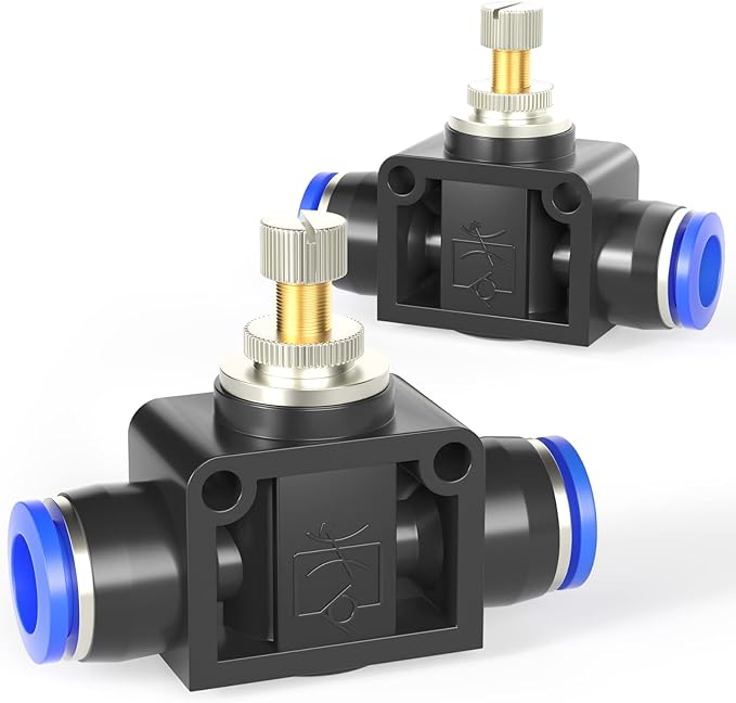 TAILONZ PNEUMATIC Air Flow Control Valve with Push-to-Connect Fitting, in-Line Speed Controller Union Straight - 6MM Tube OD x 6MM Tube OD SCF-6 （Pack of 1）