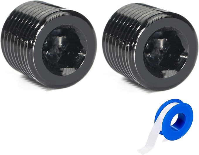 1/8 NPT Male Thread Allen Head Socket Pipe Plug Fitting Aluminum Black（2pcs）
