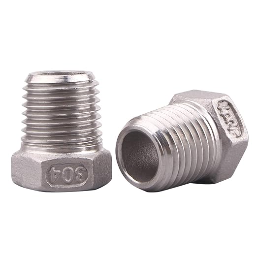 Stainless Steel Reducer Hex Flush Bushing, 1/4" NPT Male 1/8" NPT Female,Reducing Adapter Cast Pipe Fitting (pack of 2)