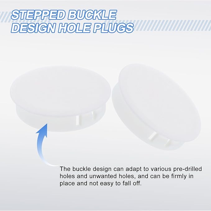 uxcell 8Pcs Plastic Hole Plugs, 45mm(1-3/4") Flush Type Panel Plugs, Round Snap Knockout Locking Plugs for Furniture Insert End Caps Panels, White