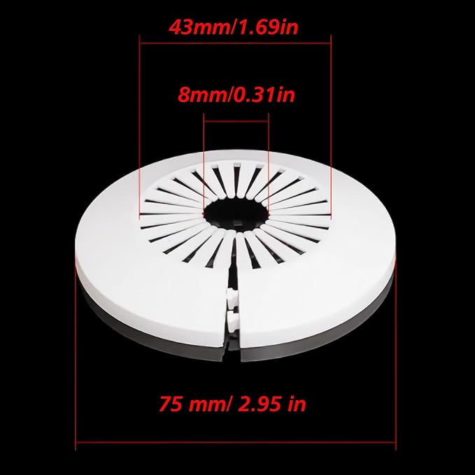 4ps Escutcheon Plate Faucet Escutcheons Easy Installation PP Wall Flange Round Wide Compatibility: Fits Pipes (0.31”–1.6” Diameter) (4, White)
