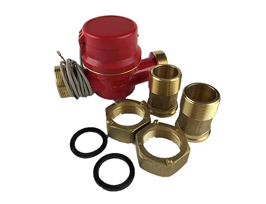 DAE AS320U-125RP 1-1/4" Hot Water Meter with Pulse Output, Measuring in Gallon + Coupling