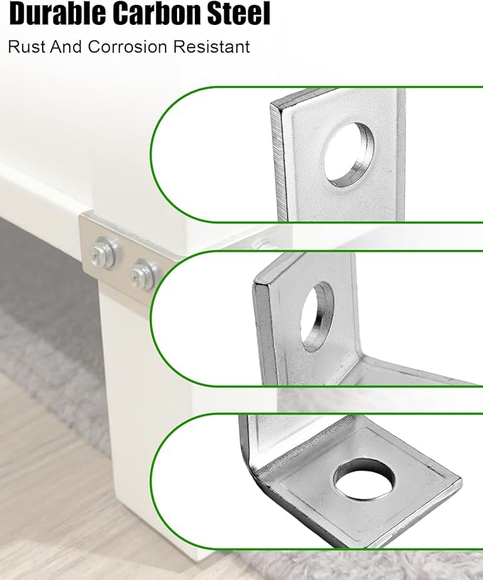 3 Hole L Shaped Fitting Bracket Corner Brace Fit for 1/2" Bolt in 1-5/8" Strut Channel, 12 Pcs 90 Degree Metal Framing Connector