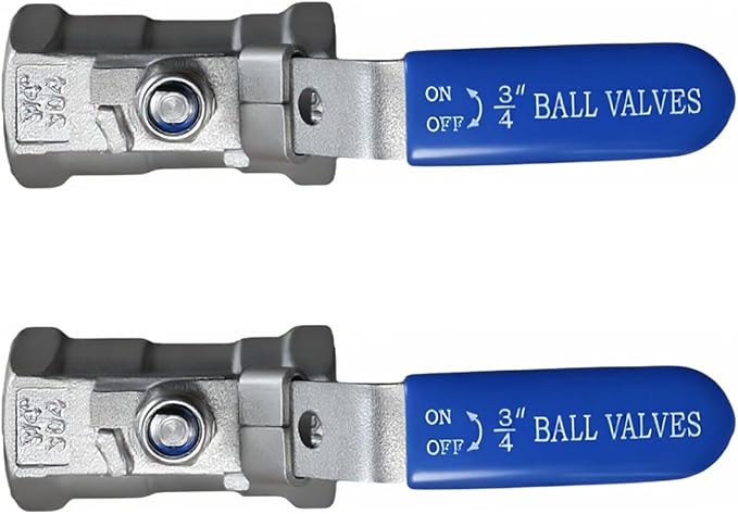 2Pcs 3/4'' Stainless Steel 304 Ball Valves, NPT Female Full Port Ball Valve Heavy Duty Shut Off Valve for Water, Oil, and Gas with Locking Device, NPT Female