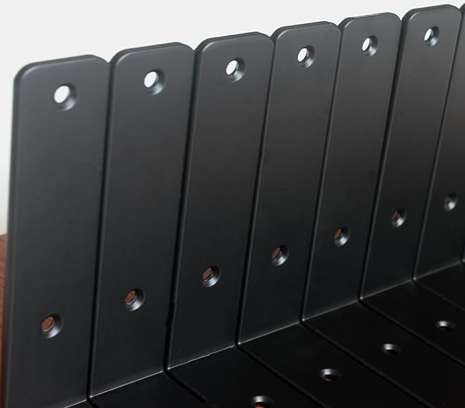 2 Pack - L 6" x H 6" x W1.5, 5mm Thick Black L Shelf Bracket, Iron Shelf Brackets, Metal Shelf Brackets, Floating Shelf, Shelf Supports with Screws