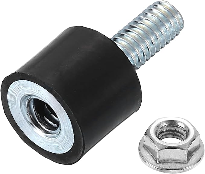 uxcell M4 Rubber Mounts, 1Pcs 10x8mm(DxH) Rubber Cylindrical Anti Vibration Isolator Shock Absorber with Lock Nut for Car Bobbin Generator Air Compressors