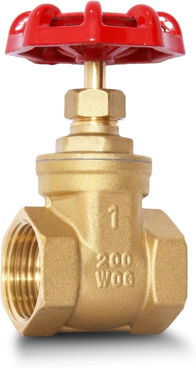 1" NPT Brass Gate Valve, Heavy Duty Female x Female Thread Manual Rotary Sluice Valve with Wheel Handle for Water, Oil, Gas, Industrial Plumbing, and HVAC Systems (1", DN25)