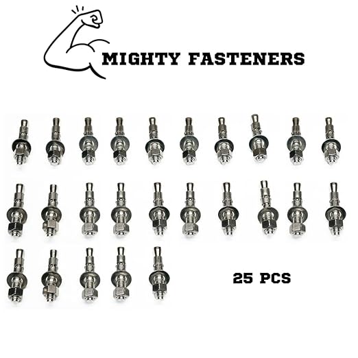 Wedge Anchors – Heavy-Duty 304 Stainless Steel Expansion Bolts for Concrete & Masonry, Rust-Resistant & Durable - 3/8" X 2-1/4" - 25 Pack