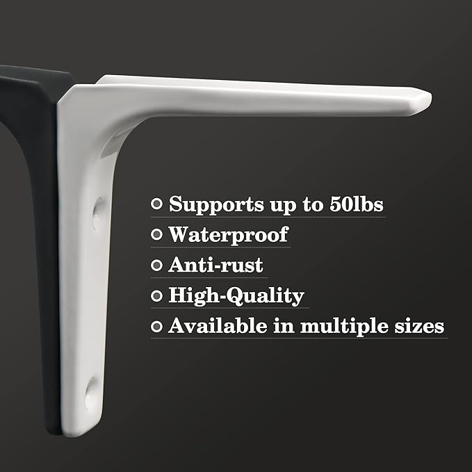 SAYAYO L Shape Wall Bracket, 4 x 4 Inch Iron Shelf Bracket DIY Floating Shelf Support, 2 PCS Bright White