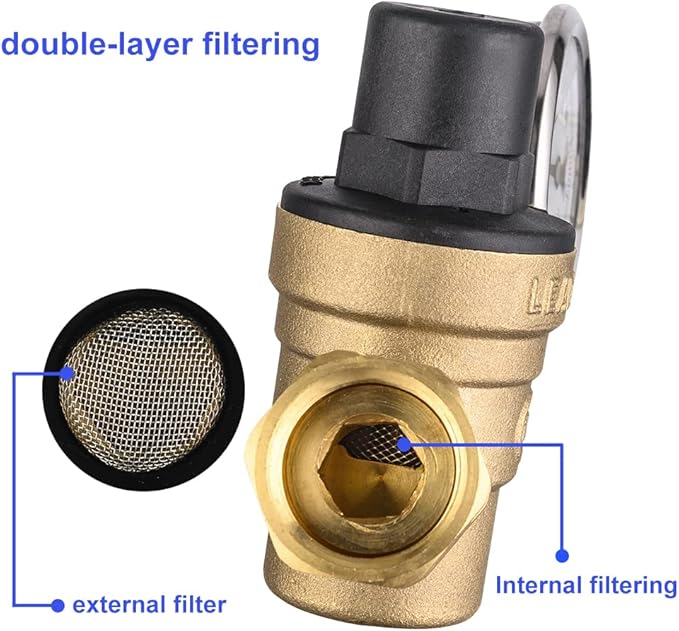 EFIELD RV Water Pressure Regulator Valve, Adjustable Water Pressure Reducer with Gauge and Inlet Screen Filter for RV Camper Travel Trailer,(TOOL029)
