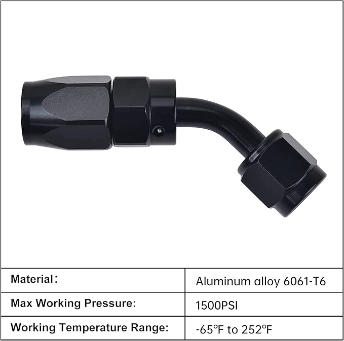EVIL ENERGY 6AN Hose End Fitting 45 Degree Swivel for CPE Braided Hose Black