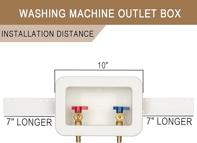 [1 Piece] Lingmfg Washing Machine Outlet Box PEX-A Expansion with 2 inch Central Drain, 1/2 inch PEX-A Expansion, Connect 3/4 inch Washing Machine Hoses LING -WMOB-WO-WHA-3
