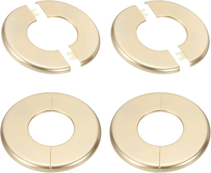 PATIKIL Wall Split Flange 115mm / 4.5" OD, 4 Pcs Round Escutcheon Plate Cover PPR Plumbing Cover Plates with Self-Adhesive Tape for 51mm / 2" Dia Water Pipe Faucet, Gold