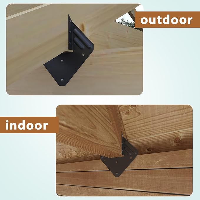 50pcs Hurricane Ties for Rafter, 14-Gauge Hurricane Straps Brackets Fit 2x4, 2x6 Truss to Rafter Connector, Hot Dip Galvanized Black Joist Hangers for Roofing Wood Timber, Hurricane Clips with Gloves