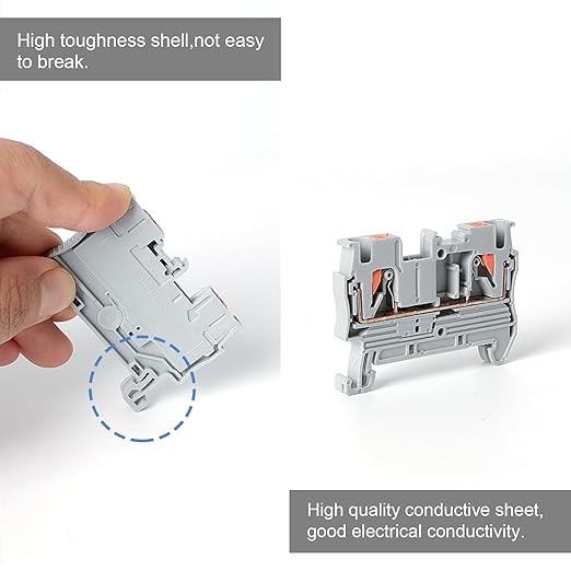 100Pcs PT2.5 Push-in Terminal Blocks, 2.5mm²Cable, DIN Rail Mounted Terminal Block, 800 V 32 A, Wire Spring Connection Push in Conductors Wire Connector, CE