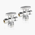 2-Pack GUOFIS Angle Stop Valve with Dual Compression Outlet,1/2" Fip Iron Pipe Inlet x (3/8" x 3/8") Outlet Shut-off Valves(1/4 Turn,Chrome)(VALVE369-2Pack)