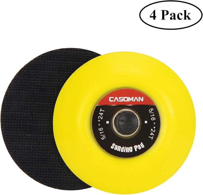CASOMAN 3-Inch Dual-Action Hook & Loop Fastener Flexible Backing Plate 3"/ 75mm Polishing Pad with 5/16"-24 Threads, 4 PCS Set