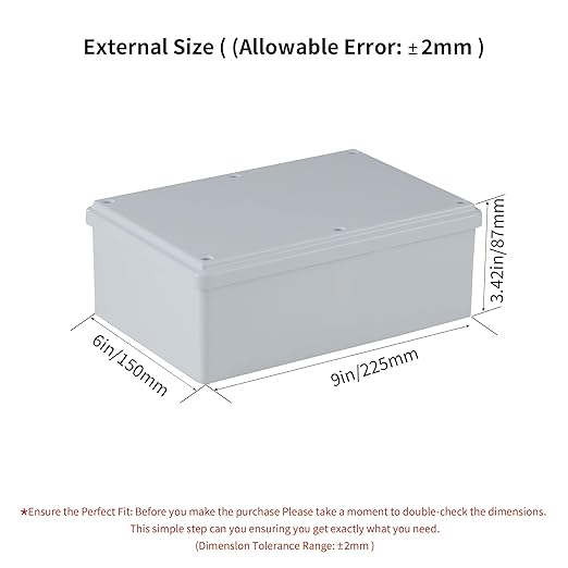9" x 6" x 3" PVC Plastic Dustproof Waterproof Box IP65 Electrical Junction Boxes Project Junction Conduit Box for Outdoor Enclosure