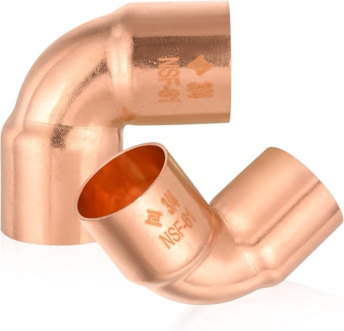 100-Pack HeSun Copper Fittings, 3/4-Inch Short Radius 90-Degree Copper Elbow, C x C with Sweat Solder Connection(COPPER008-100)