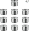 Stainless Steel 3/8" Male NPT to 1/4" Female NPT Reducer Hex Bushing Pipe Fitting Adapter (pack of 10)