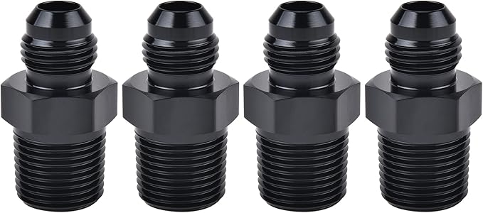 EVIL ENERGY 8AN Male Flare to 1/2" NPT Pipe Fitting Adapter Aluminum Straight Black 4PCS